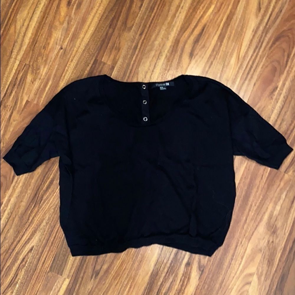 Forever 21 Black Short Sleeve Sweater Top Womens Size Medium